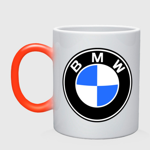 Кружка хамелеон Logo BMW, цвет белый + красный