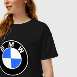 Женская футболка хлопок Oversize Logo BMW - фото 2