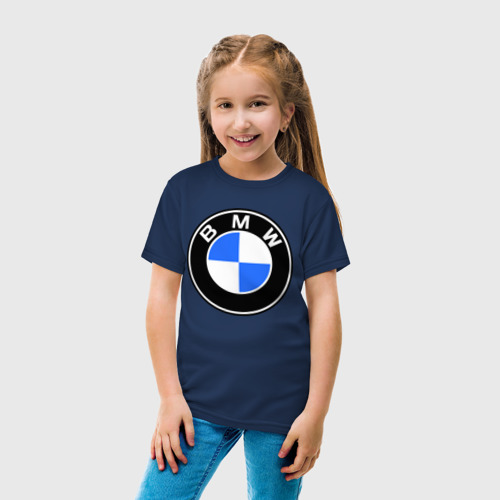 Детская футболка хлопок Logo BMW, цвет темно-синий - фото 5