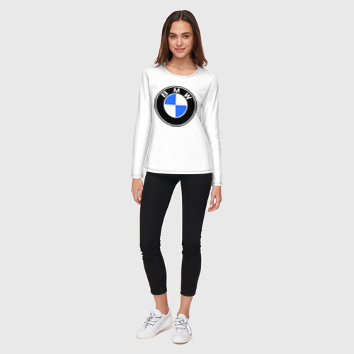 Женский лонгслив хлопок Logo BMW, цвет белый - фото 5