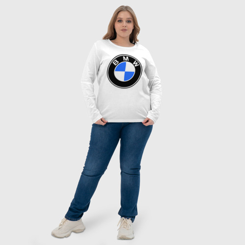 Женский лонгслив хлопок Logo BMW, цвет белый - фото 6