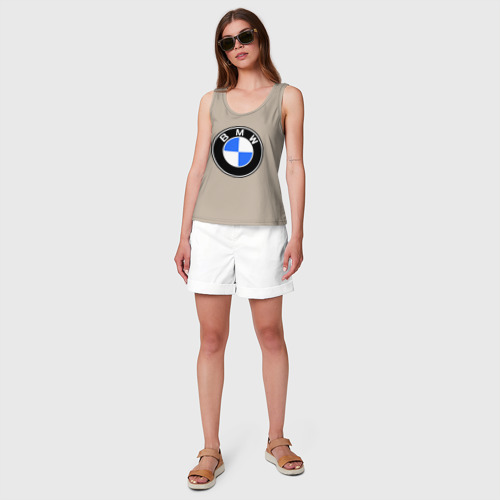 Женская майка хлопок Logo BMW, цвет миндальный - фото 5