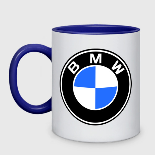 Кружка двухцветная Logo BMW, цвет белый + синий