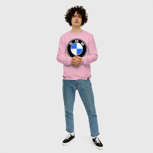 Мужской свитшот хлопок Logo BMW, цвет светло-розовый - фото 5