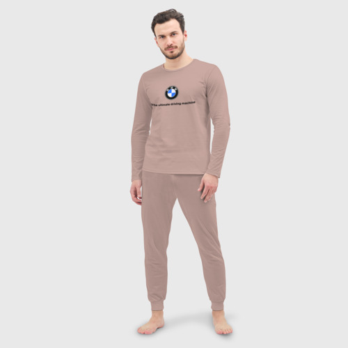 Мужская пижама с лонгсливом хлопок The ultimate driving machine, цвет пыльно-розовый - фото 3