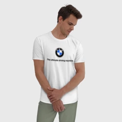 Мужская пижама с белой футболкой хлопок The ultimate driving machine - фото 2