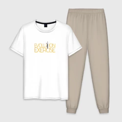 Мужская пижама с белой футболкой хлопок Evolution of Exercise