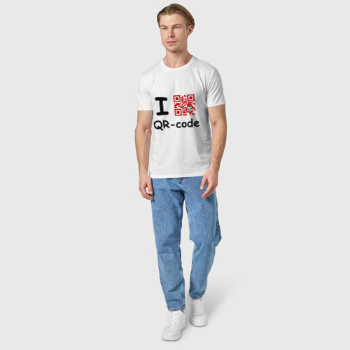 Мужская футболка хлопок I love QR-code, цвет белый - фото 5