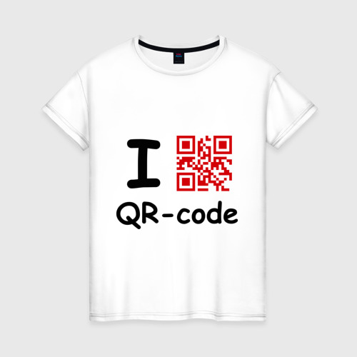 Женская футболка хлопок I love QR-code, цвет белый