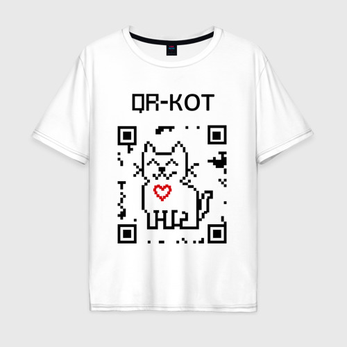 Мужская футболка хлопок Oversize QR-code-kote Фото 01 Мужская футболка хлопок Oversize QR-code-kote Фото 01