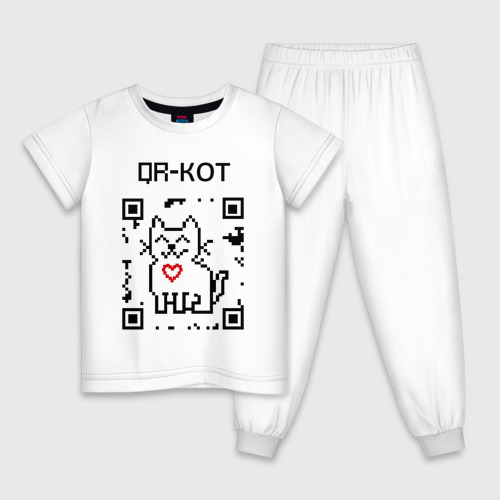Детская пижама хлопок QR-code-kote, цвет белый