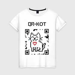 QR-code-kote – Женская футболка хлопок с принтом купить со скидкой в -20%