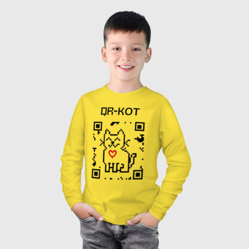 Детский лонгслив хлопок QR-code-kote, цвет желтый - фото 3
