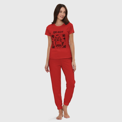 Женская пижама хлопок QR-code-kote, цвет красный - фото 5