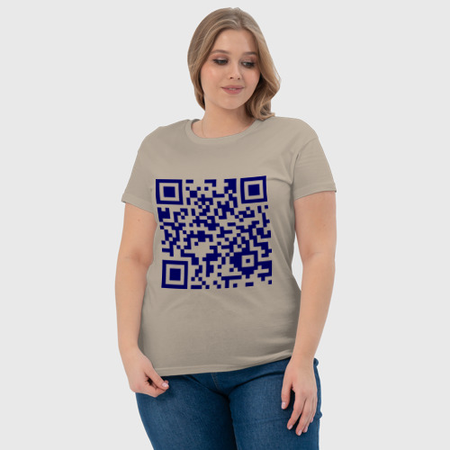 Женская футболка хлопок Ты лицезреешь QR-код, цвет миндальный - фото 6