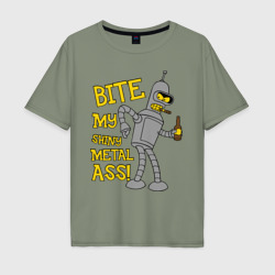 Мужская футболка хлопок Oversize Bender укуси мой полированный металлический зад