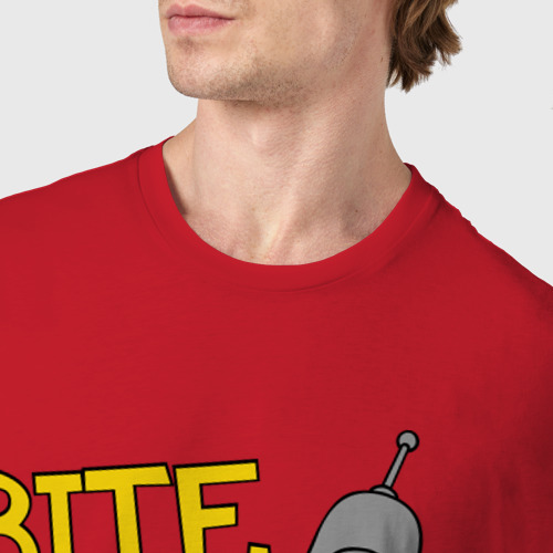 Мужская футболка хлопок Bender укуси мой полированный металлический зад, цвет красный - фото 6