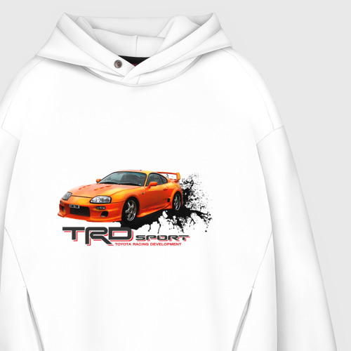 Мужское худи Oversize хлопок Toyota Supra TRD, цвет белый - фото 4