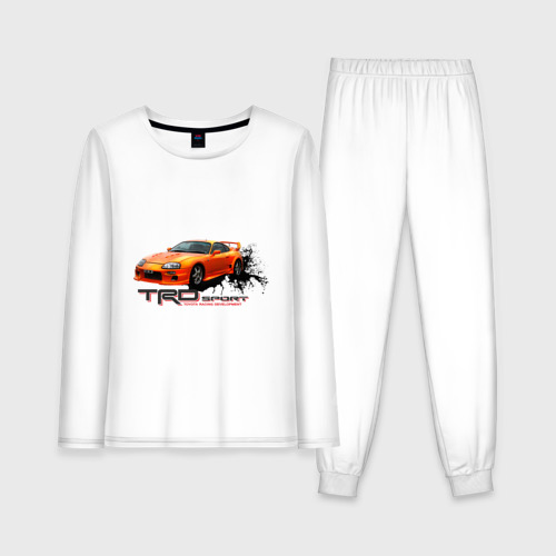 Женская пижама с лонгсливом хлопок Toyota Supra TRD, цвет белый