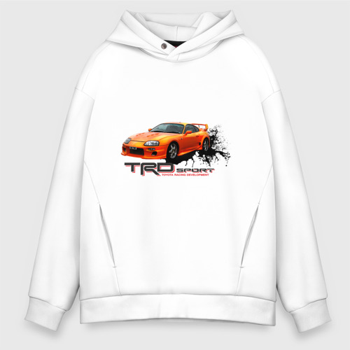 Мужское худи Oversize хлопок Toyota Supra TRD, цвет белый