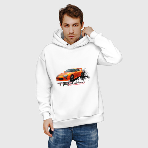 Мужское худи Oversize хлопок Toyota Supra TRD, цвет белый - фото 3