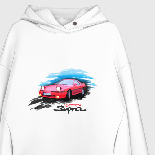 Женское худи Oversize хлопок toyota supra красная, цвет белый - фото 3