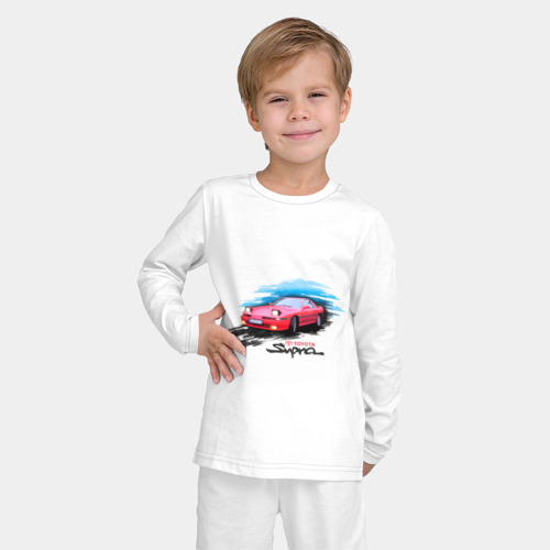 Детская пижама с лонгсливом хлопок toyota supra красная, цвет белый - фото 3