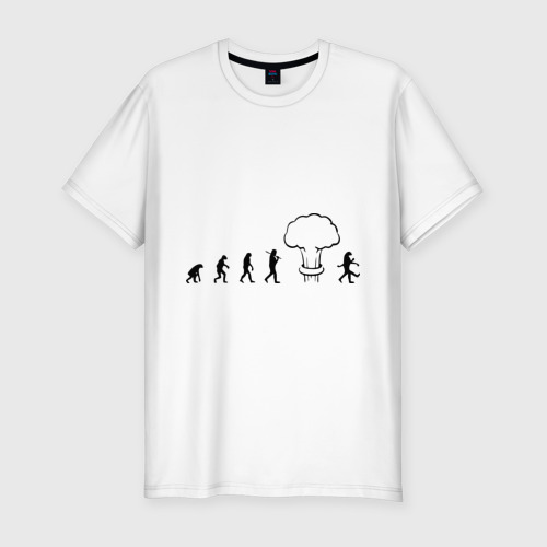 Мужская футболка хлопок Slim Эволюция после взрыва, цвет белый
