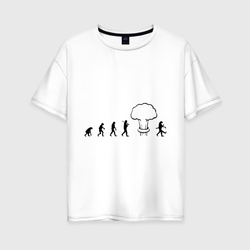 Женская футболка из хлопка оверсайз с принтом Эволюция после взрыва, вид спереди №1