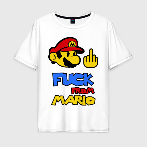 Мужская футболка хлопок Oversize Fuck From Mario, цвет белый