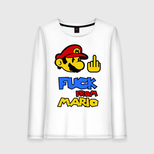 Женский лонгслив хлопок Fuck From Mario, цвет белый