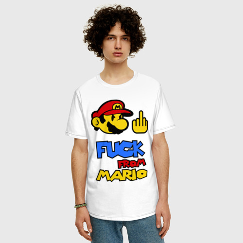 Мужская футболка хлопок Oversize Fuck From Mario, цвет белый - фото 3