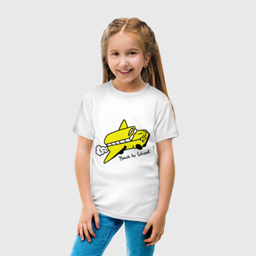 Детская футболка хлопок Back to school (самолет-автобус), цвет белый - фото 5
