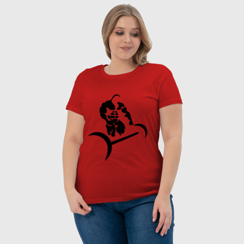 Женская футболка хлопок Жим штанги для бодибилдера, цвет красный - фото 6