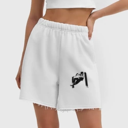 Женские шорты oversize футер хлопок Street workout выход силой black - фото 2