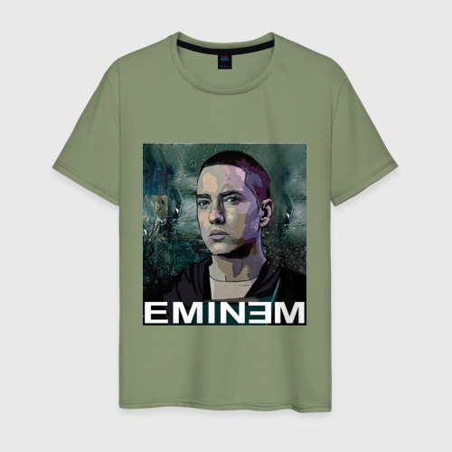 Мужская футболка хлопок постер Eminem, цвет авокадо