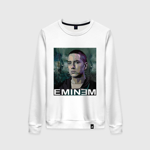 Женский свитшот хлопок постер Eminem, цвет белый