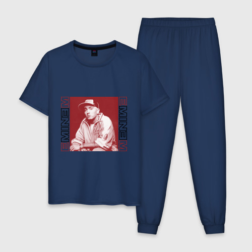 Мужская пижама хлопок Eminem в кепке, цвет темно-синий