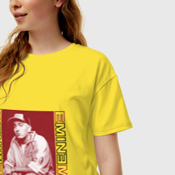 Женская футболка хлопок Oversize Eminem в кепке - фото 2