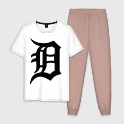 Мужская пижама с белой футболкой хлопок Detroit tigers