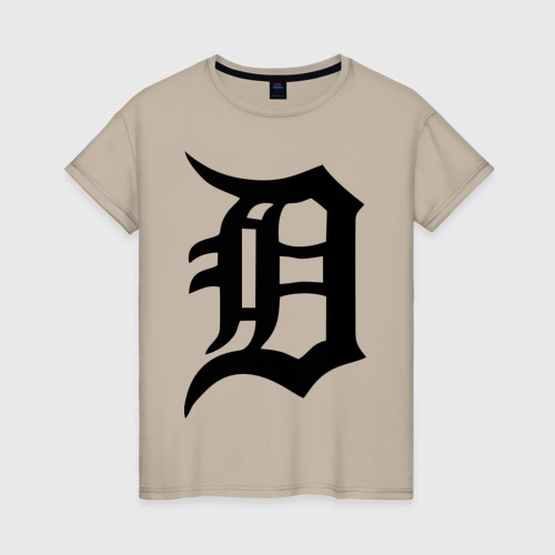 Женская футболка хлопок Detroit tigers, цвет миндальный