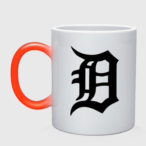 Кружка хамелеон Detroit tigers, цвет белый + красный