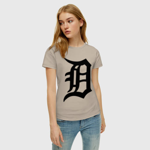 Женская футболка хлопок Detroit tigers, цвет миндальный - фото 3