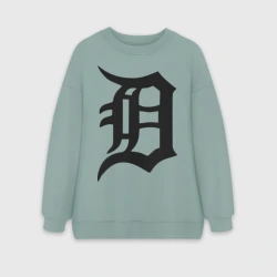 Женский свитшот oversize без начеса хлопок Detroit tigers