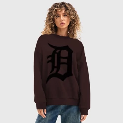 Женский свитшот oversize без начеса хлопок Detroit tigers - фото 2