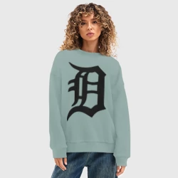 Женский свитшот oversize без начеса хлопок Detroit tigers - фото 2