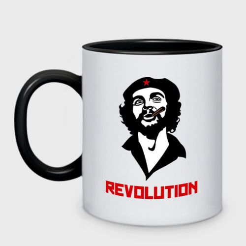 Кружка двухцветная Che Guevara Revolution, цвет белый + черный