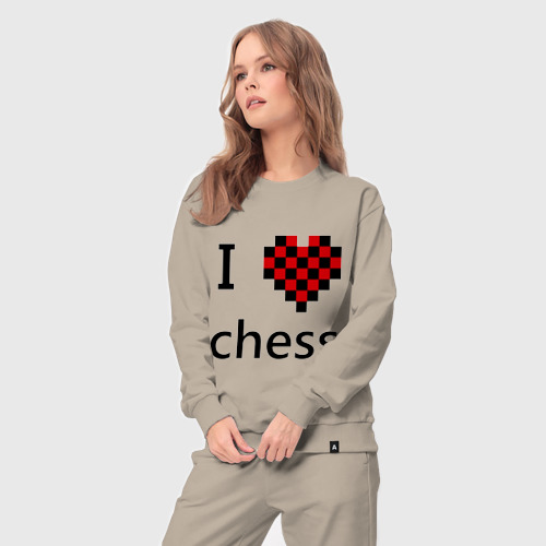 Женский костюм хлопок I love chess, цвет миндальный - фото 5