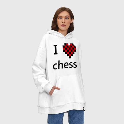 Худи SuperOversize хлопок I love chess, цвет белый - фото 4