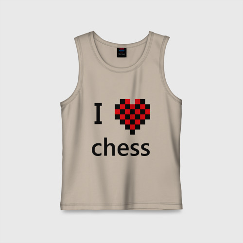 Детская майка хлопок I love chess, цвет миндальный